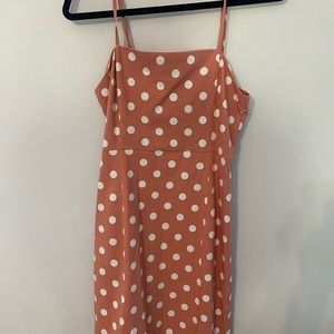 Poka dot pink dress mid
